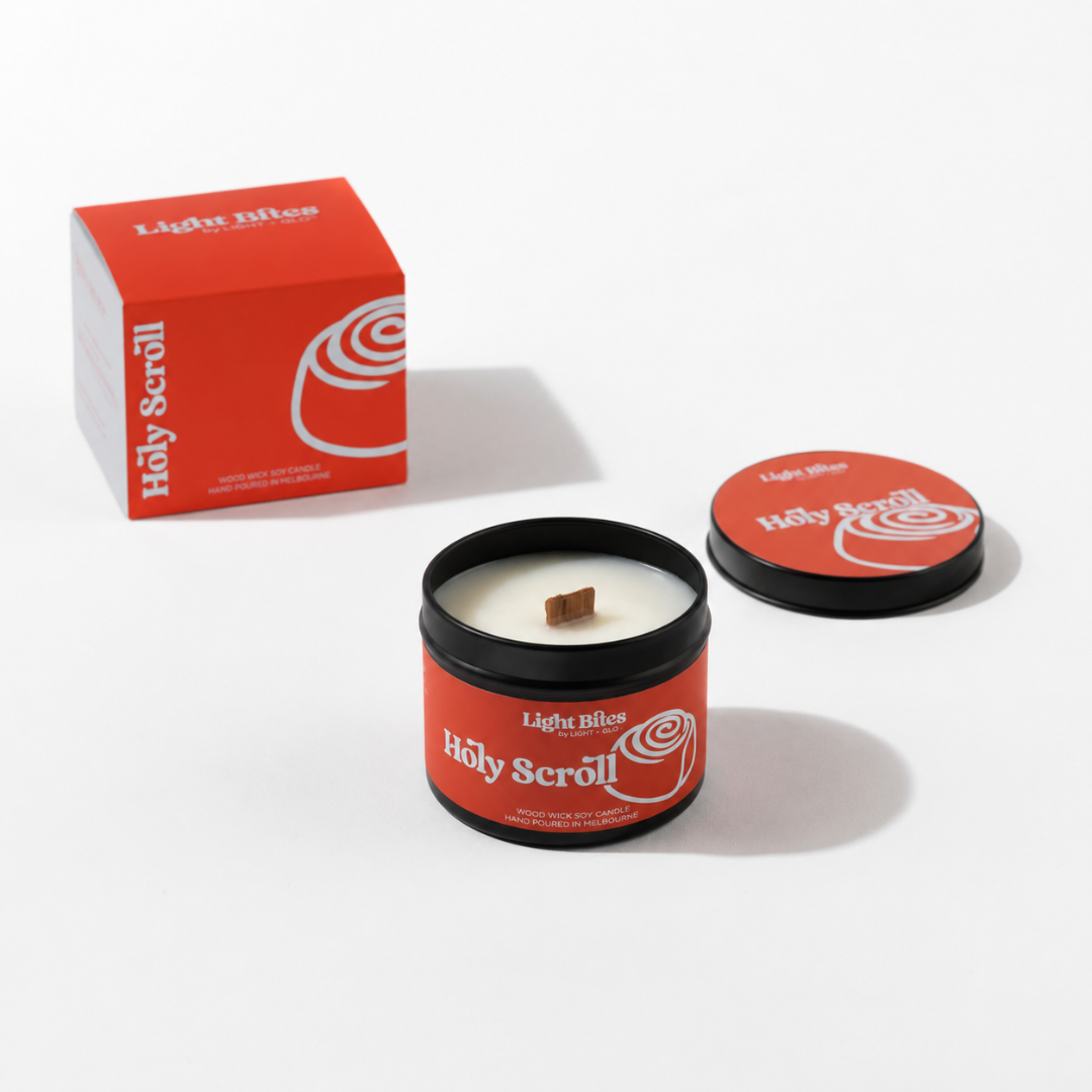 Light Bites Travel Candle 115g - Holy Scroll