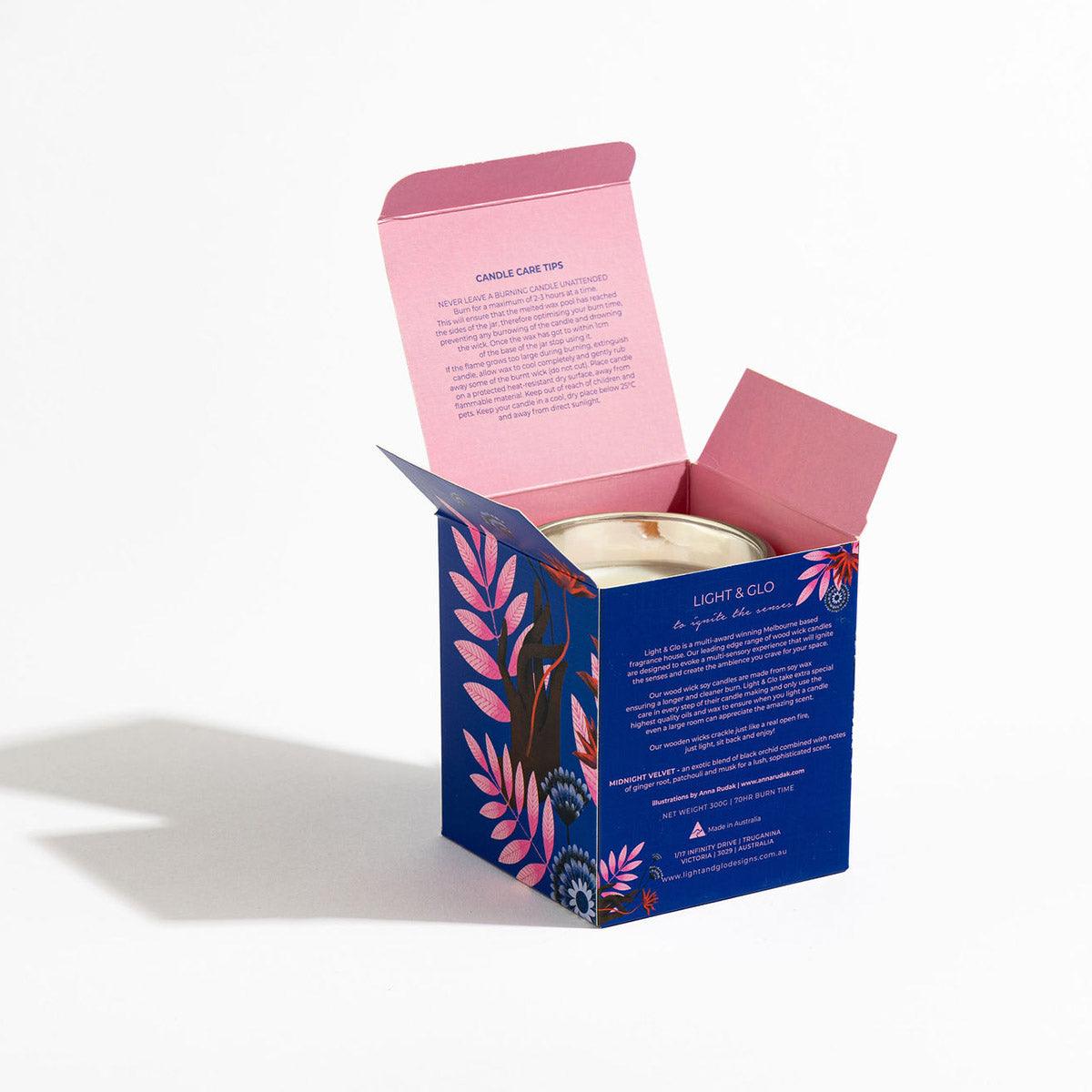 Midnight Velvet Large Candle - Artist Collection | Hand-Poured Soy Candle | Light+Glo