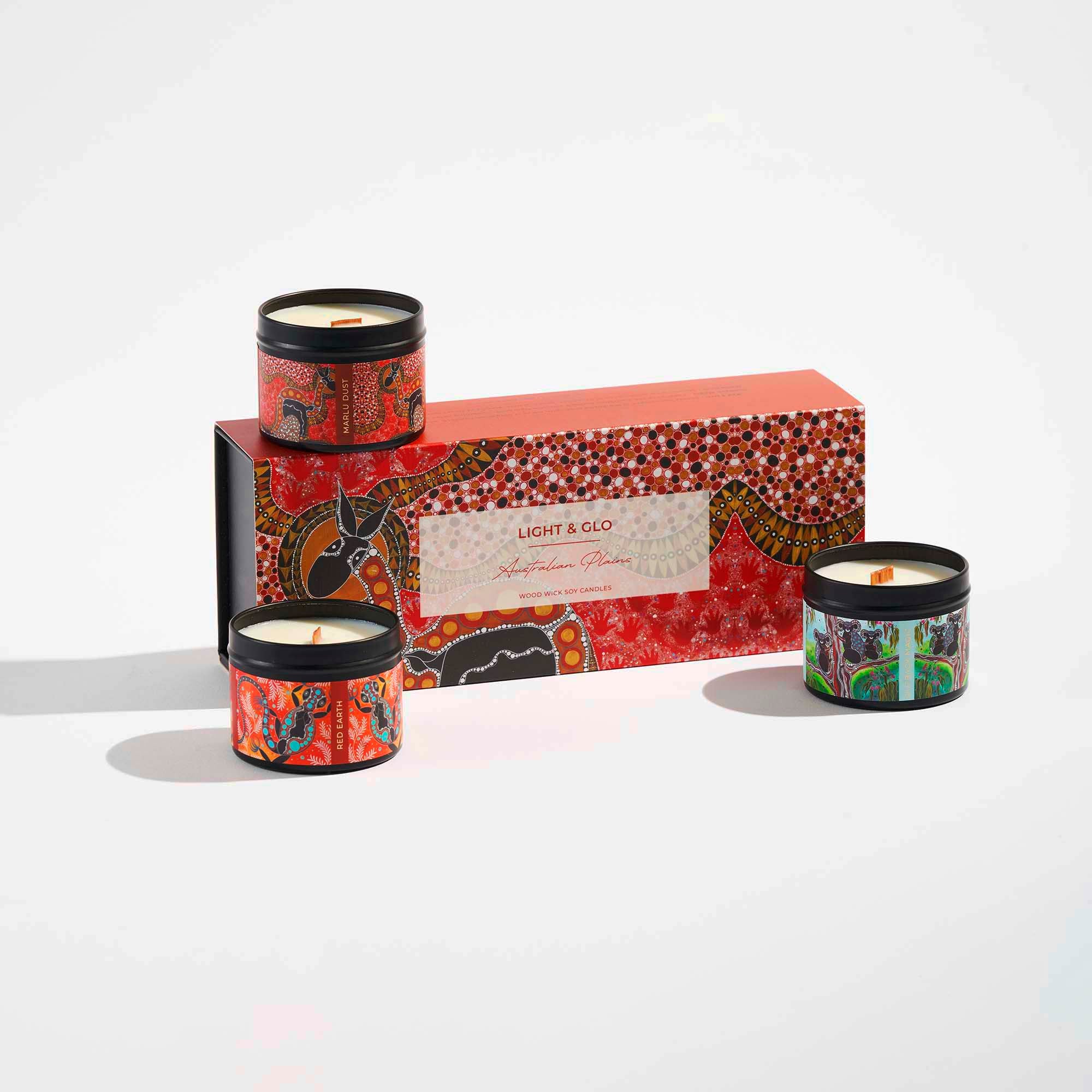 Soul Australiana Travel Candle Trio Gift Set- Australian Plains | Luxury Candles & Home Fragrances by Light + Glo