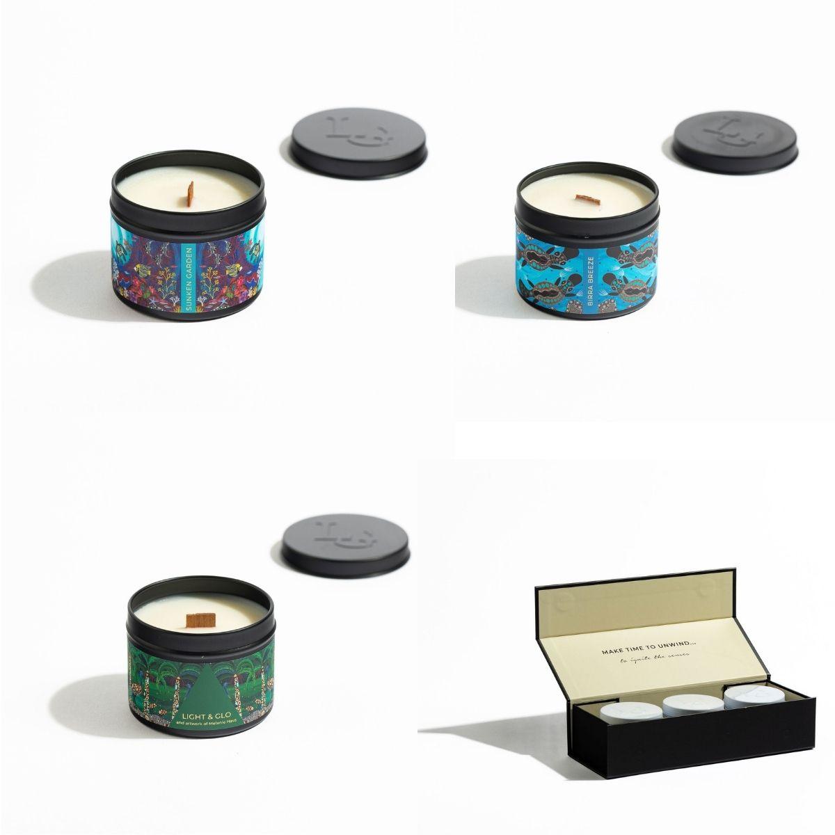 Soul Australiana Travel Candle Trio Gift Set- Tidal Pool Driftings | Luxury Candles & Home Fragrances by Light + Glo