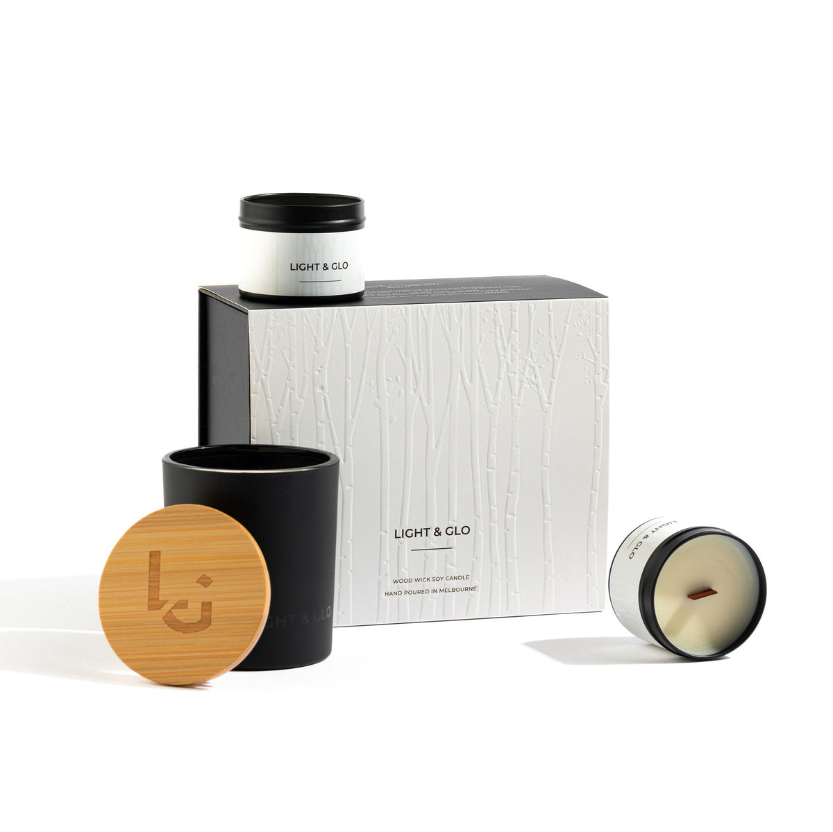 Monochrome Large Gift Box | Luxury Candles &amp; Home Fragrances by Light + Glo
