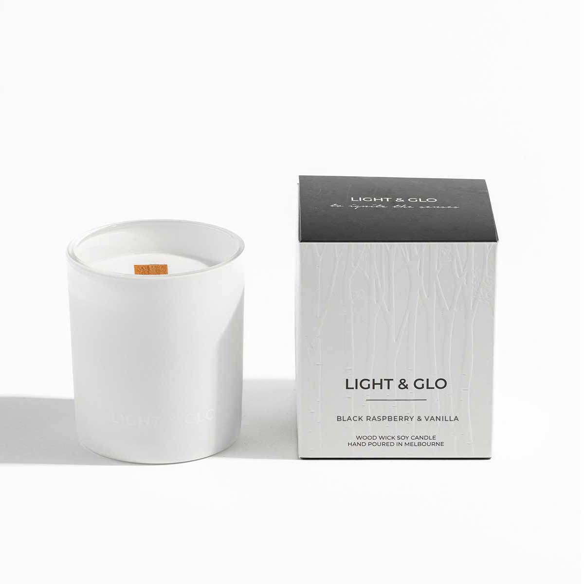 Black Raspberry &amp; Vanilla - Monochrome Large 300g Candle | Luxury Candles &amp; Home Fragrances by Light + Glo